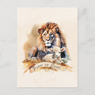 Klassieke kerstkaarten met Leeuw en Lam Briefkaart