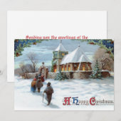 Klassieke kerstkaarten voor de kerk op een witte k feestdagenkaart (Voorkant / Achterkant)