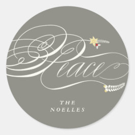 Klassieke kerstkalligrafiefilter ronde sticker