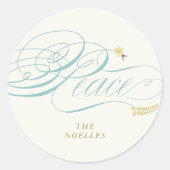 Klassieke kerstkalligrafiefilter ronde sticker (Voorkant)