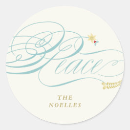 Klassieke kerstkalligrafiefilter ronde sticker
