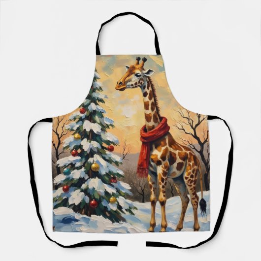 Klassieke Kerstkameel in Besneeuwde Savanne Schort (Voorkant)
