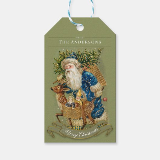 Klassieke kerstkerstkerstkerstVintage, aangepast Cadeaulabel (Voorkant)