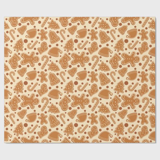 Klassieke Kerstkoekjes Gingerbread Naadloos Cadeaupapier (Vlak)