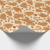 Klassieke Kerstkoekjes Gingerbread Naadloos Cadeaupapier (Hoek)