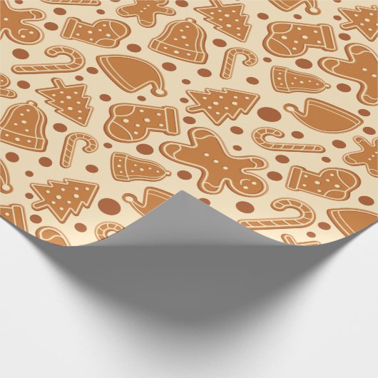 Klassieke Kerstkoekjes Gingerbread Naadloos Cadeaupapier (Hoek)