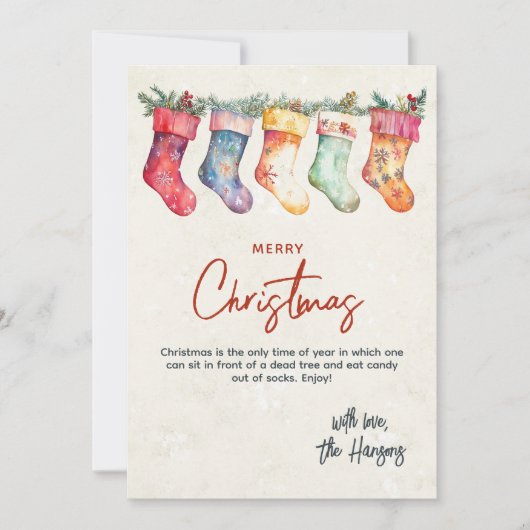 Klassieke Kerstkousen Custom Christmas Feestdagenkaart (Voorkant)