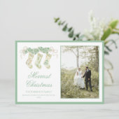 Klassieke kerstkousen Garland  Foto Feestdagenkaart (Staand voorkant)