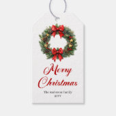 Klassieke Kerstkrans Gepersonaliseerde Gift Tags Cadeaulabel (Voorkant)