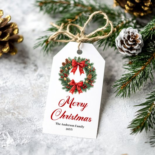 Klassieke Kerstkrans Kerstcadeautags Cadeaulabel