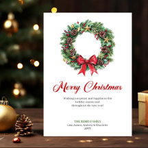 Klassieke kerstkrans kerstkaart met waterverf