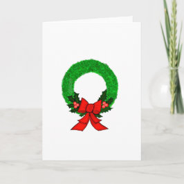 Klassieke Kerstkrans met Rode Strik Kaart