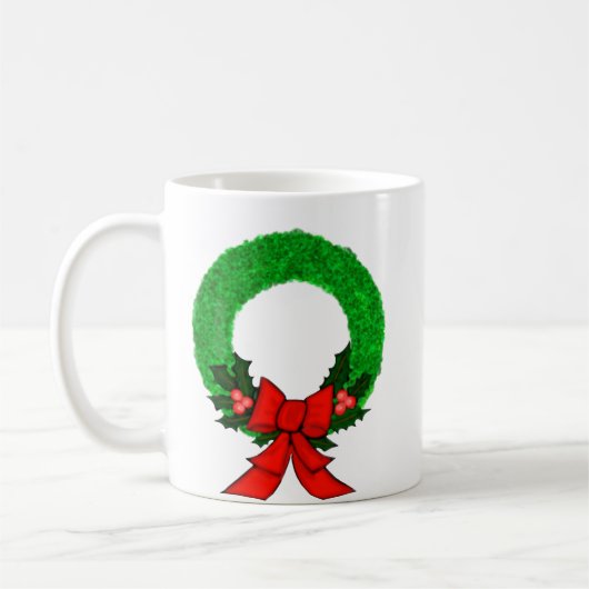 Klassieke Kerstkrans met Rode Strik Koffiemok (Links)
