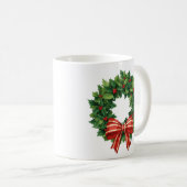 Klassieke Kerstkrans met Rode Strik Koffiemok (Voorkant rechts)