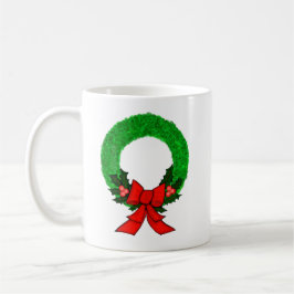 Klassieke Kerstkrans met Rode Strik Koffiemok
