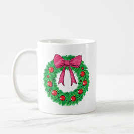 Klassieke Kerstkrans met Strik Koffiemok
