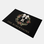 Klassieke Kerstkrans Monogram Naam Vakantie Deurmat (Schuin)