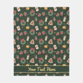 Klassieke Kerstkrans & Mutsen Fleece Deken (Voorkant)