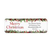 Klassieke kerstkrans rode hulstbessen etiket (Voorkant)