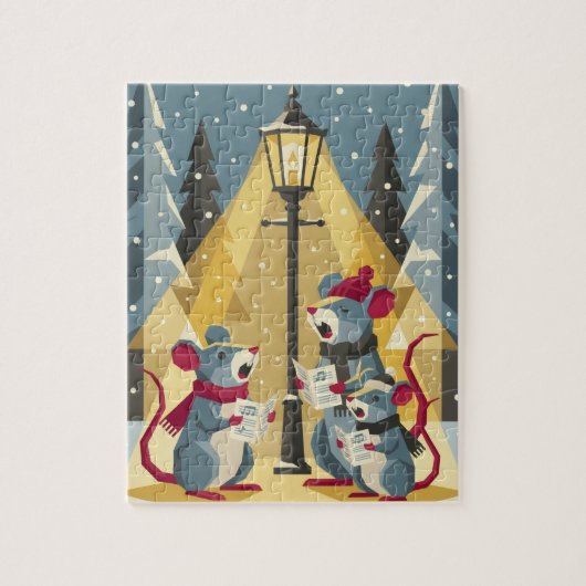 Klassieke Kerstliedjeszingende Muizen Legpuzzel (Verticaal)
