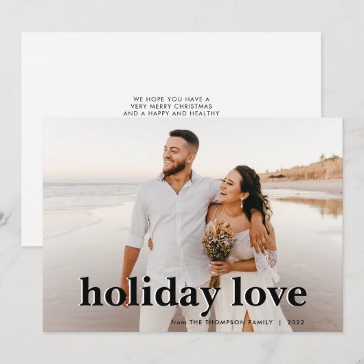 Klassieke Kerstliefde Huwelijksfotokaart voor Kers Feestdagenkaart (Voorkant / Achterkant)