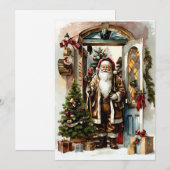 Klassieke Kerstman aan de deur  Feestdagenkaart (Voorkant / Achterkant)