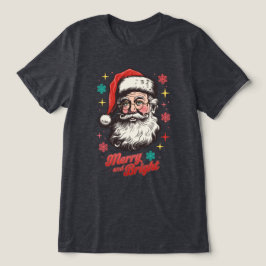 Klassieke Kerstman Blij en Stralend Tri-Blend Shirt