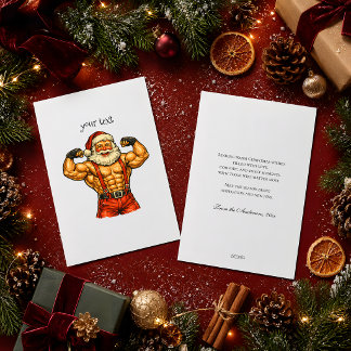 Klassieke Kerstman Bodybuilder Grappige Kerst Feestdagenkaart