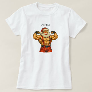 Klassieke Kerstman Bodybuilder Grappige Kerst T-shirt
