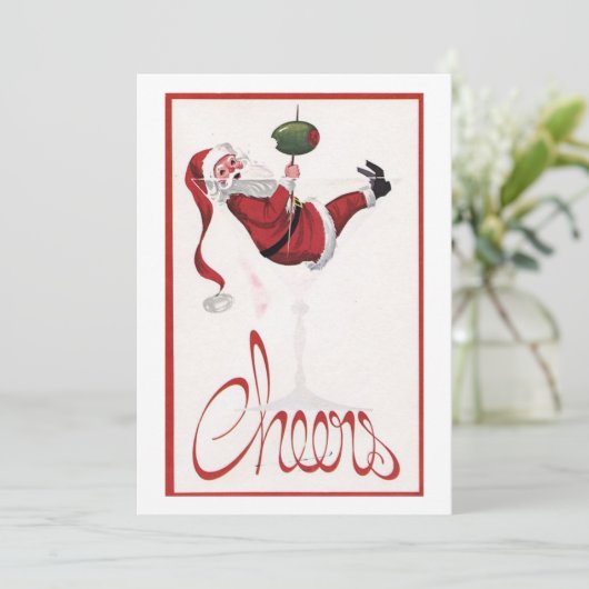 Klassieke Kerstman brengt een toost uit Feestdagenkaart (Staand voorkant)