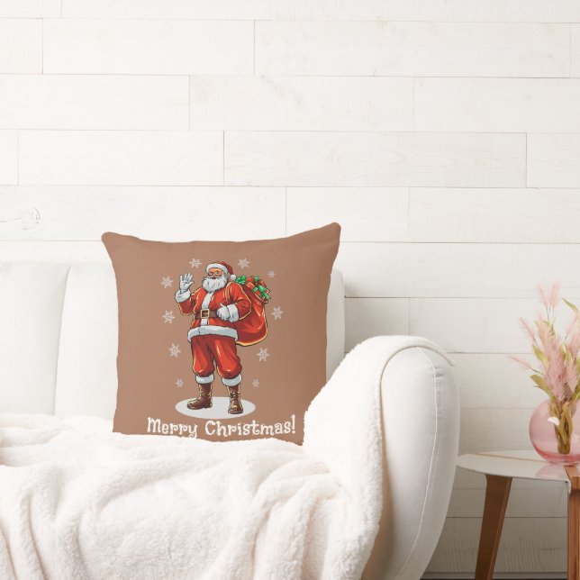 Klassieke Kerstman brengt kerstcadeaus Kussen (Bank)