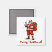 Klassieke Kerstman brengt kerstcadeaus Magneet (Voorkant / Achterkant)