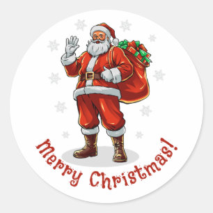 Klassieke Kerstman brengt kerstcadeaus Ronde Sticker