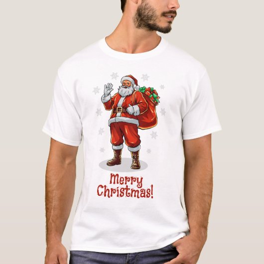Klassieke Kerstman brengt kerstcadeaus T-shirt (Voorkant)