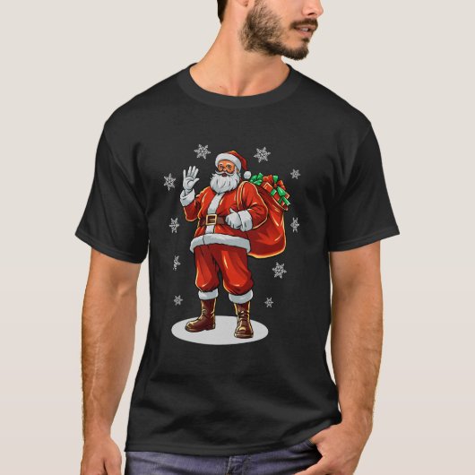 Klassieke Kerstman brengt kerstcadeaus T-shirt (Voorkant)