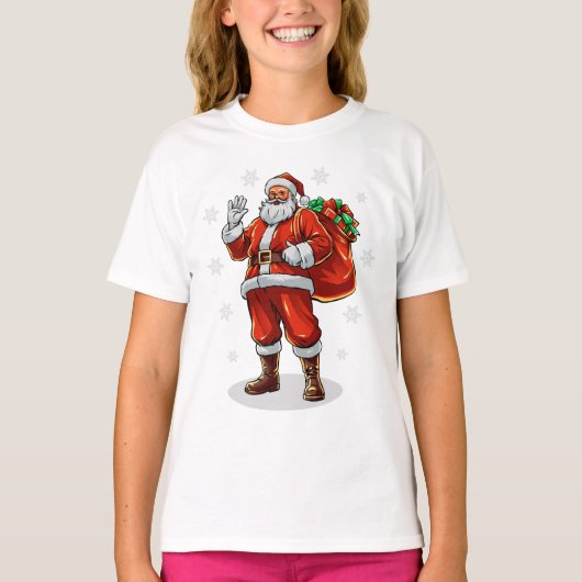 Klassieke Kerstman brengt kerstcadeaus T-shirt (Voorkant)