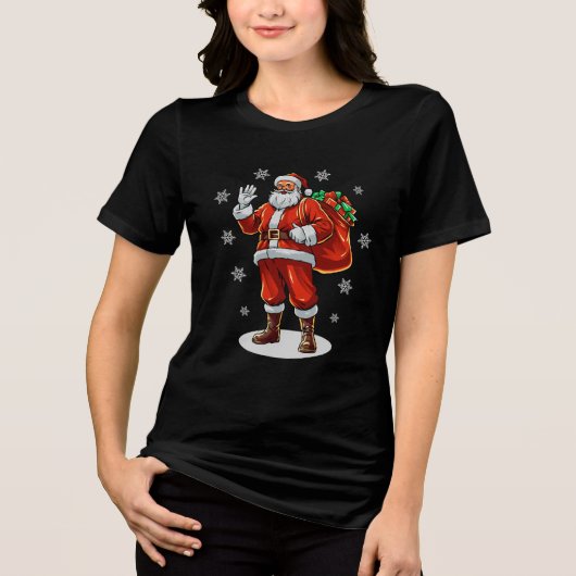 Klassieke Kerstman brengt kerstcadeaus Tri-Blend Shirt (Voorkant)