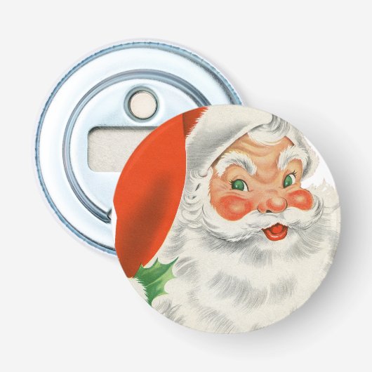 Klassieke Kerstman Button Flesopener (Voorkant)