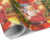  klassieke kerstman cadeaupapier (Rol Hoek)