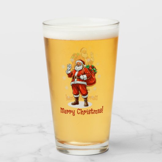 Klassieke Kerstman die Kerstcadeaus brengt Glas (Voorkant gevuld)