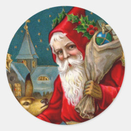 Klassieke Kerstman en herten Kerstmis Ronde Sticker