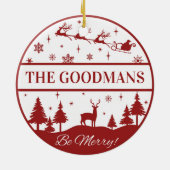 Klassieke Kerstman en Sleigh Gepersonaliseerde Ker Keramisch Ornament (Achterkant)