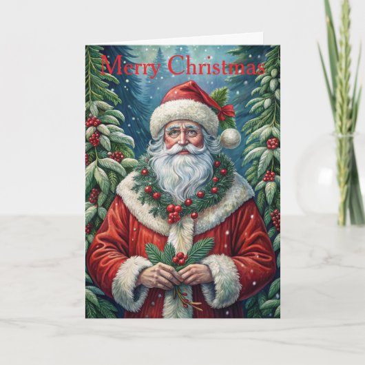 Klassieke Kerstman Feestdagen Kaart (Voorkant)