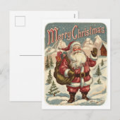 Klassieke kerstman feestdagenkaart (Voorkant / Achterkant)