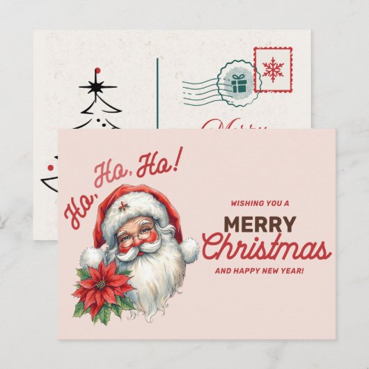 Klassieke Kerstman Feestdagenkaart (Voorkant / Achterkant)