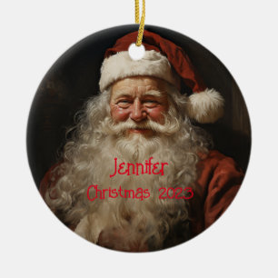 Klassieke Kerstman Gepersonaliseerde Kerstmis Orna Keramisch Ornament