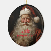 Klassieke Kerstman Gepersonaliseerde Kerstmis Orna Keramisch Ornament (Links)