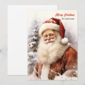 Klassieke Kerstman glimlachend in het besneeuwde b Feestdagenkaart (Voorkant / Achterkant)