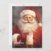 Klassieke  Kerstman glimlachend rood pet Feestdagenkaart (Voorkant)