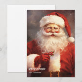 Klassieke  Kerstman glimlachend rood pet Feestdagenkaart (Voorkant / Achterkant)